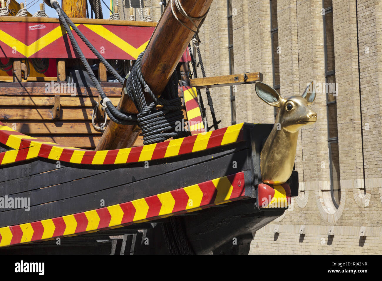 England, London, Southwark, historisches Segelschiff 'Golden Hinde', Stock Photo