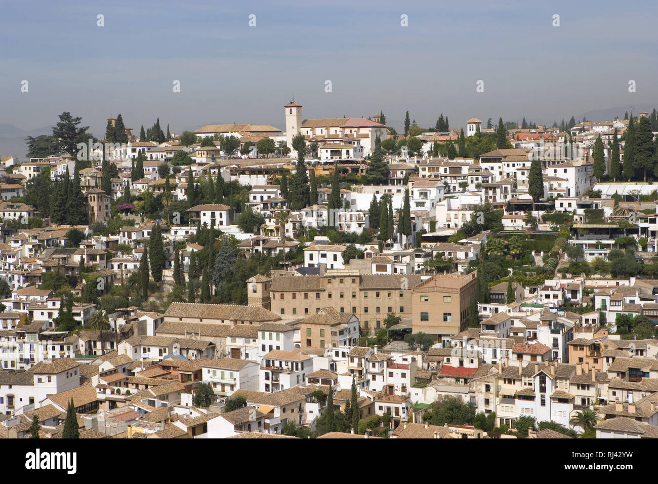 Spanien, Granada, Stadtansicht, im Vordergrund Albaicin, ehemaliges arabisches Viertel, Stock Photo