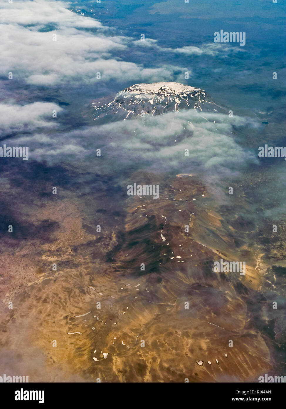 Askja Volcano from the air, Iceland Stock Photo