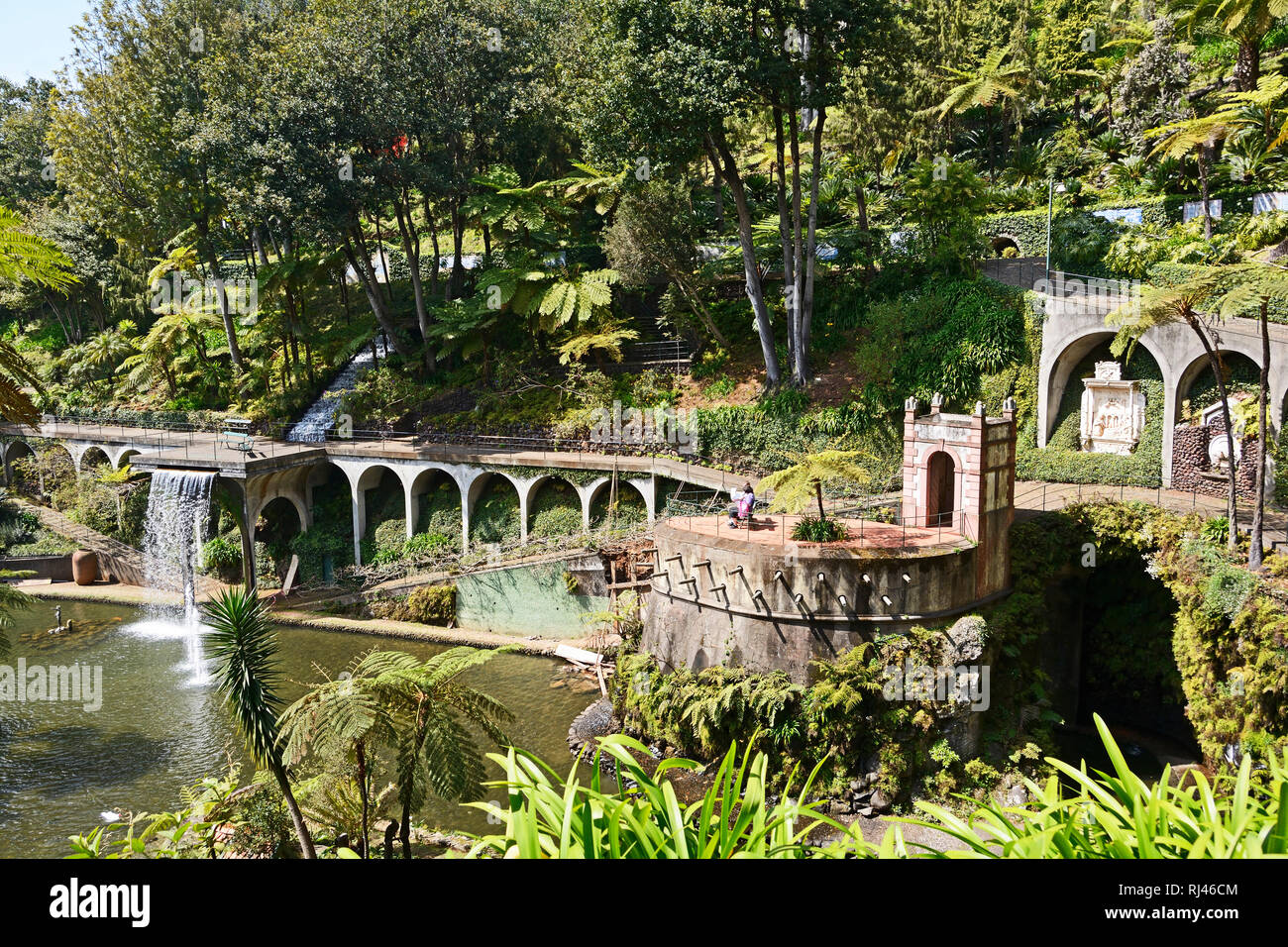 Funchal, Teichanlage im Tropischen Garten Monte Stock Photo
