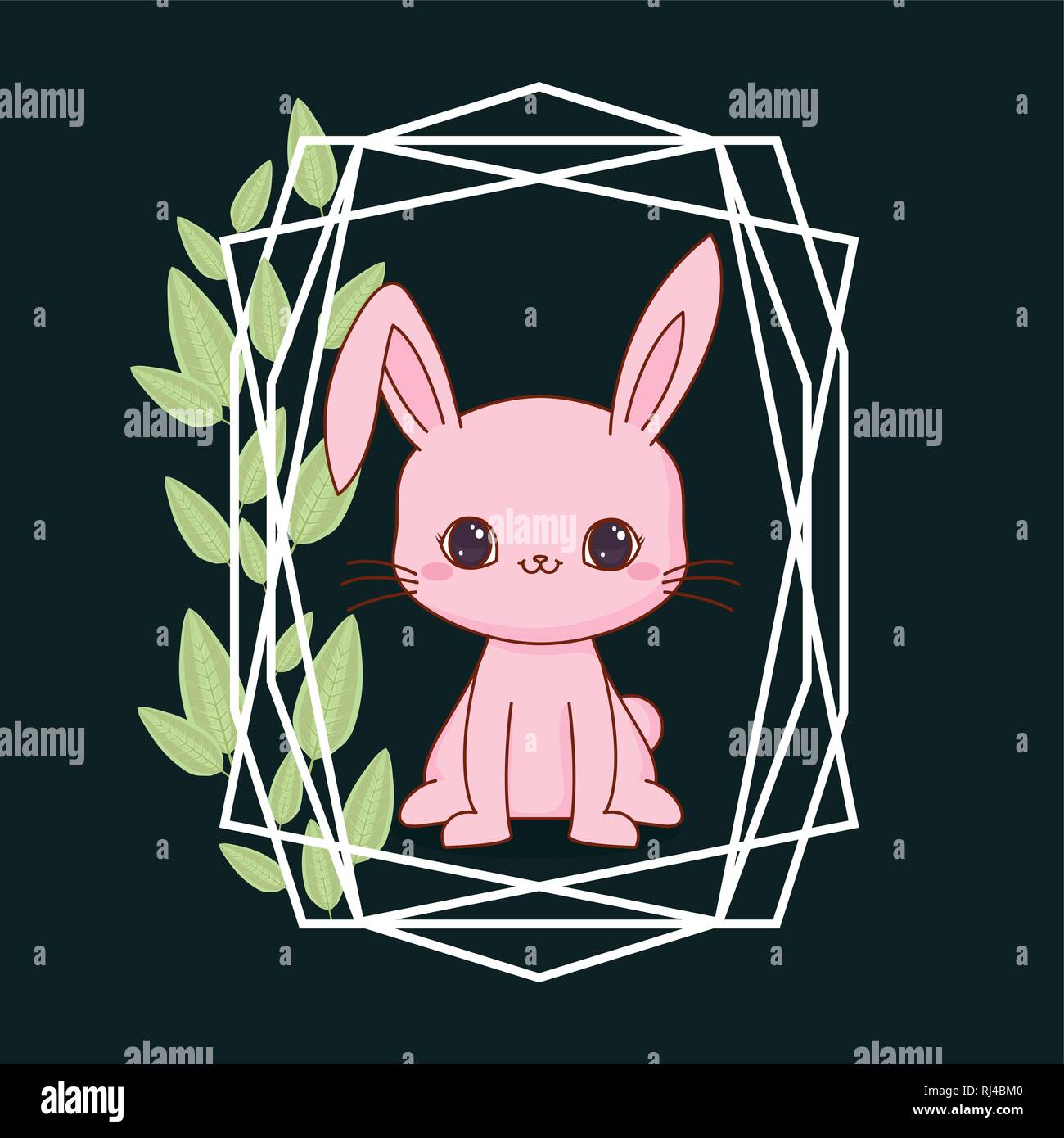 cute rabbit with leafs vector illustration design Stock Vector Image ...