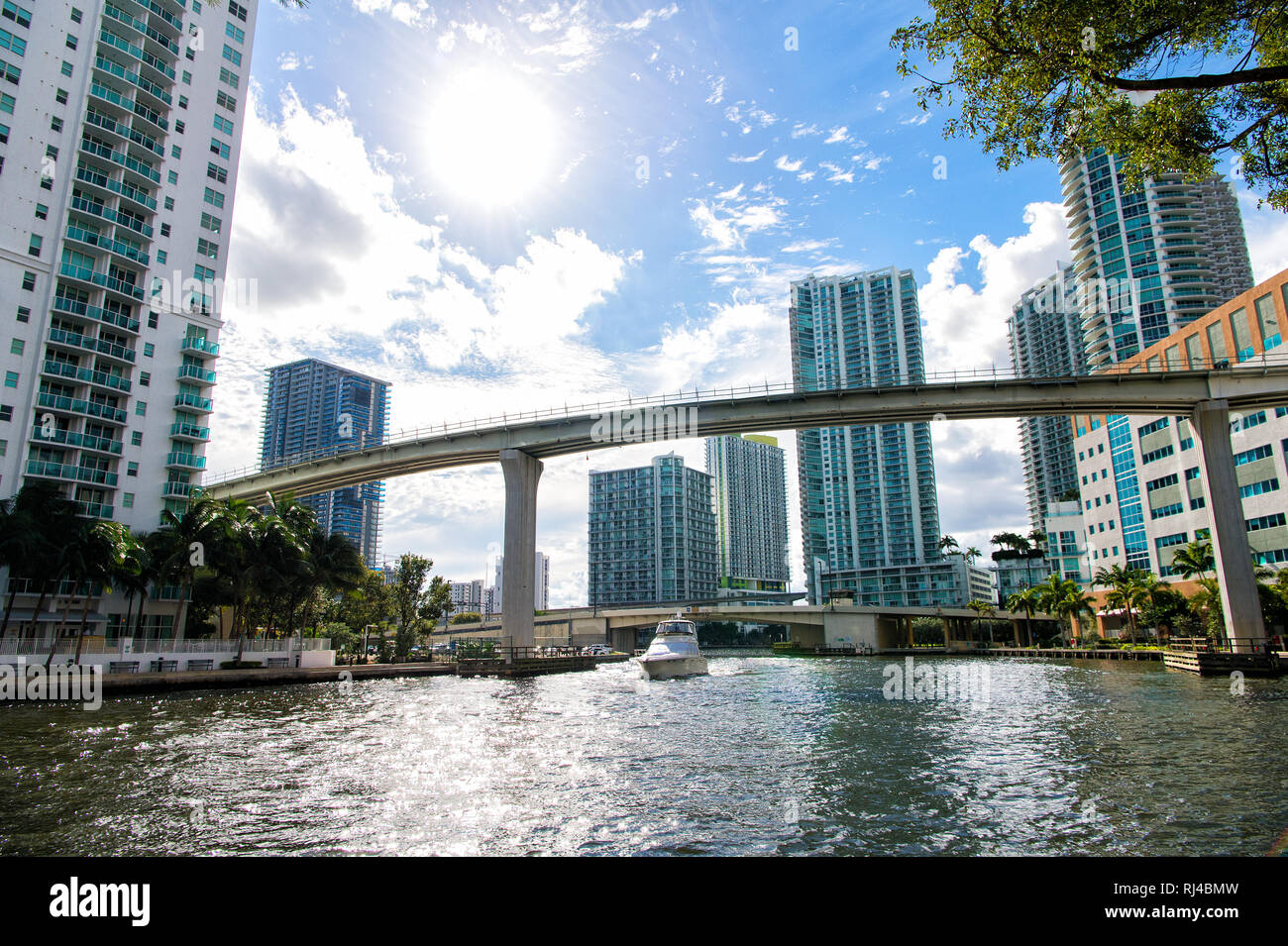 Miami Key Bridge Aerial view brickell key in hi-res stock photography and images - Alamy