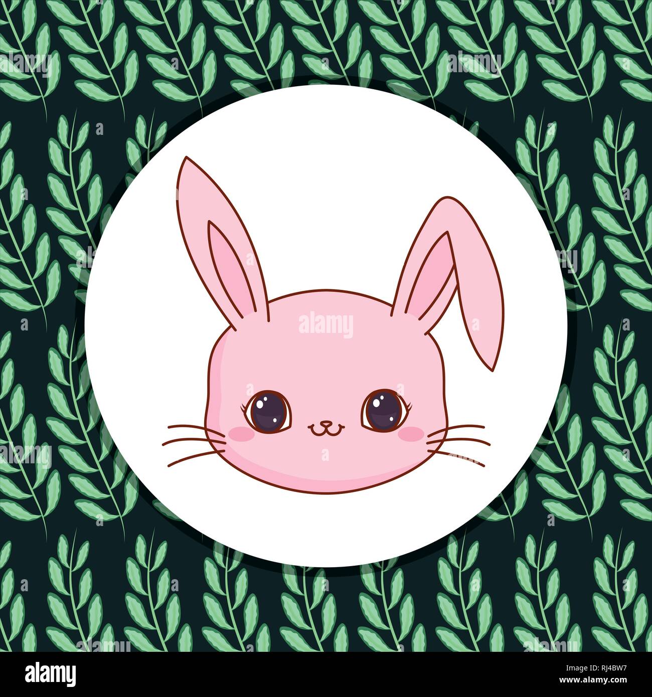 cute rabbit with leafs vector illustration design Stock Vector Image ...
