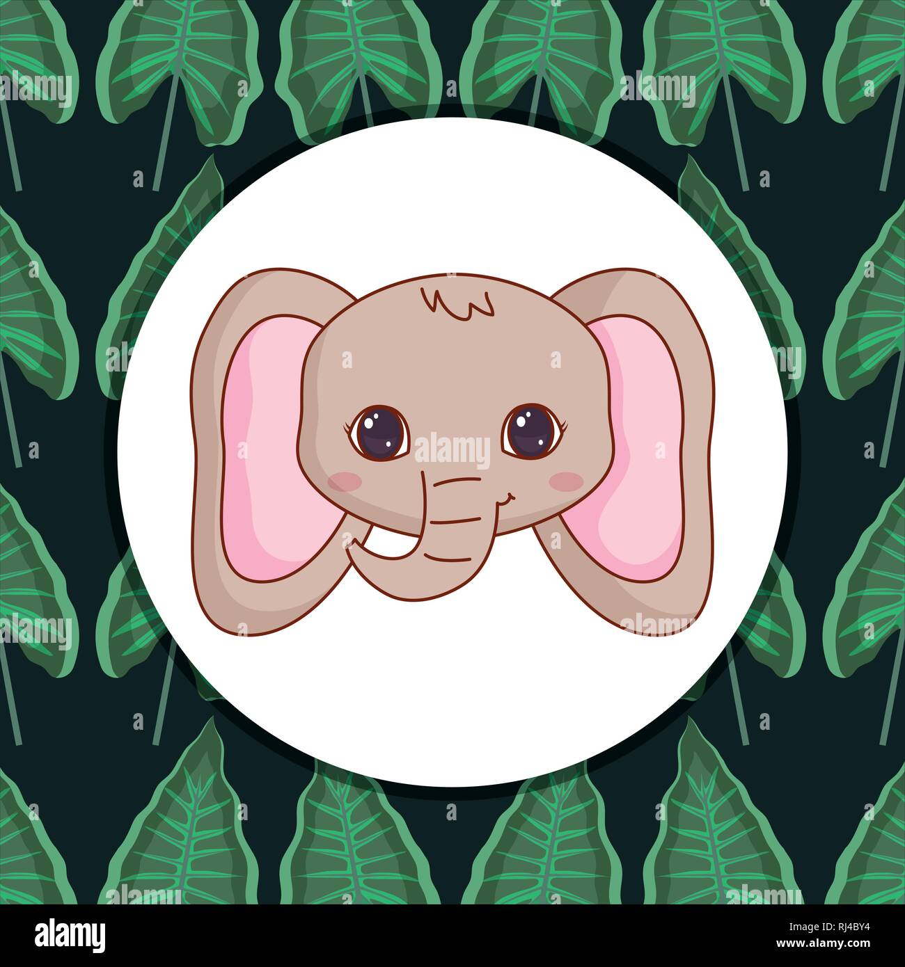 cute elephant with leafs vector illustration design Stock Vector Image ...