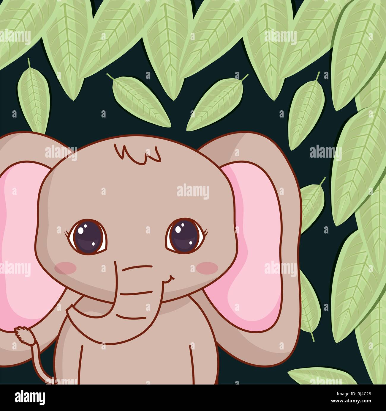 cute elephant with leafs vector illustration design Stock Vector Image ...