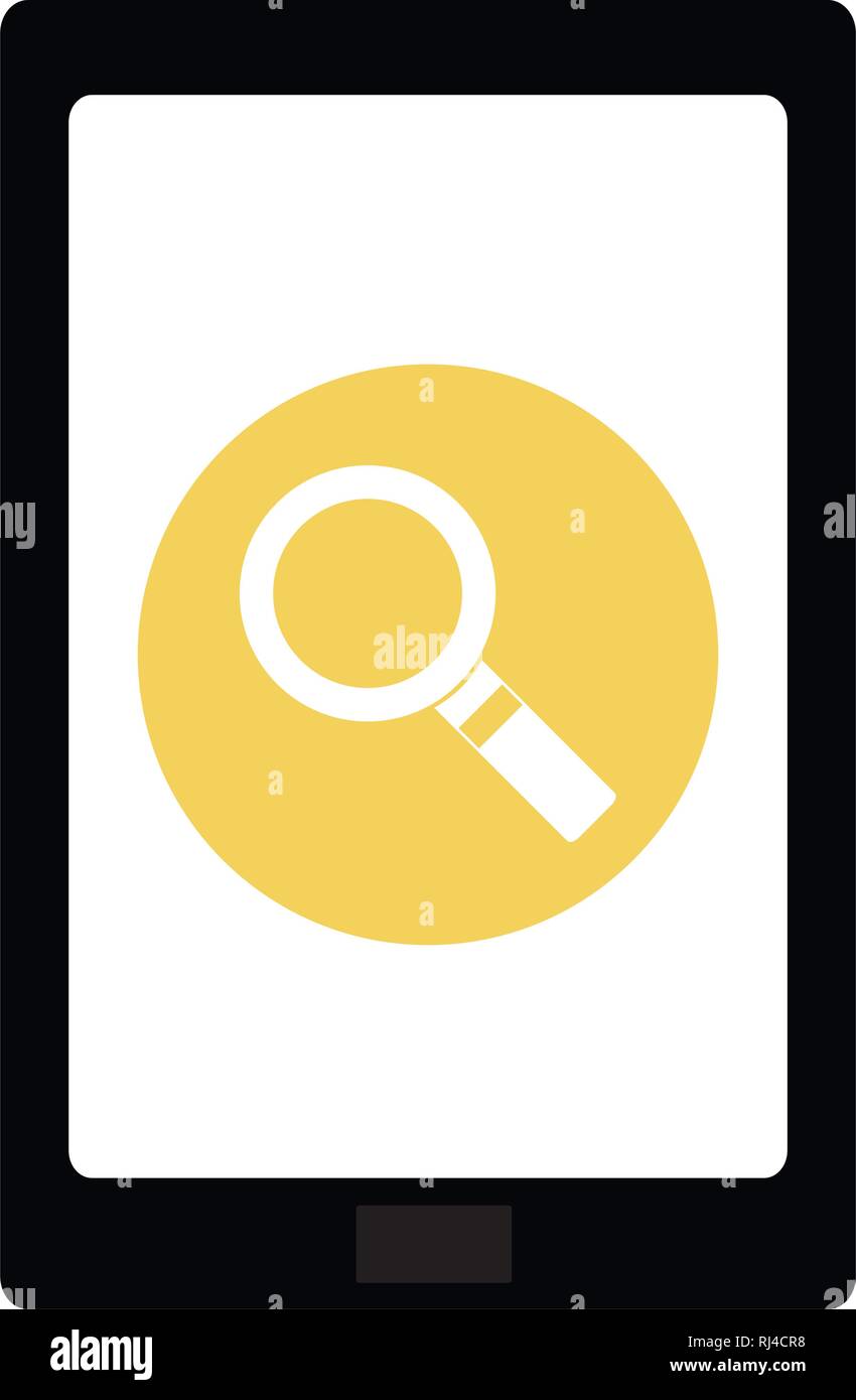 tablet with magnifying glass app vector illustration design Stock Vector
