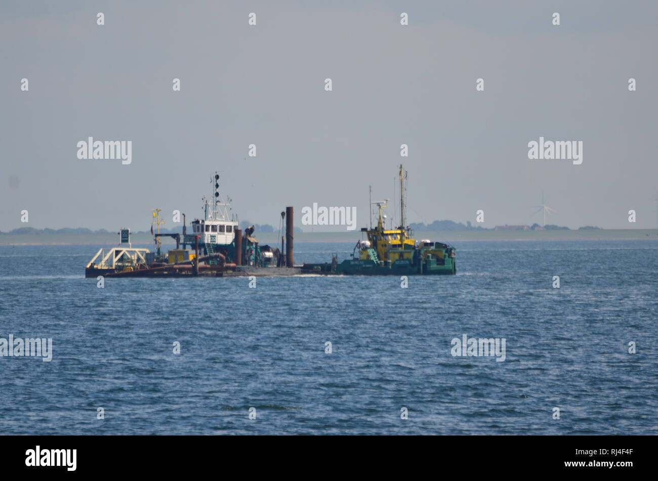 Deutschland, Schleswig-Holstein, Nordsee, Wattenmeer, Arbeitsschiff Stock Photo