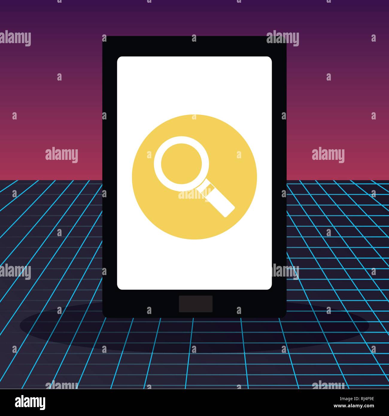 tablet with magnifying glass app vector illustration design Stock Vector