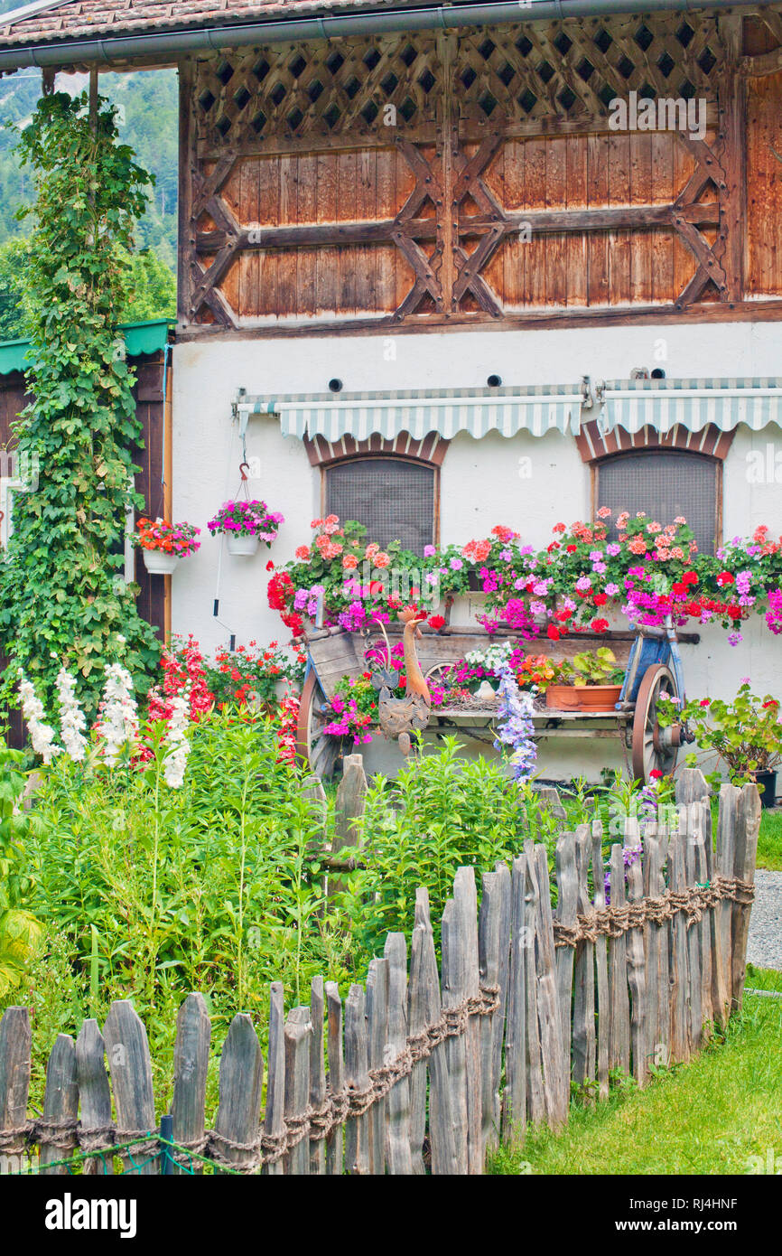 Blumenschmuck am Bauernhof Stock Photo