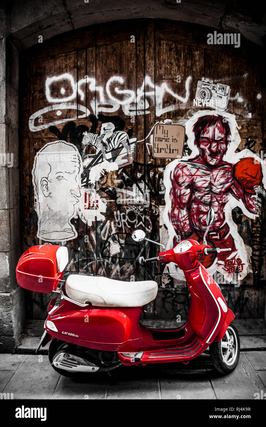 Street art in the Born district in Barcelona, Catalonia, Spain Stock Photo
