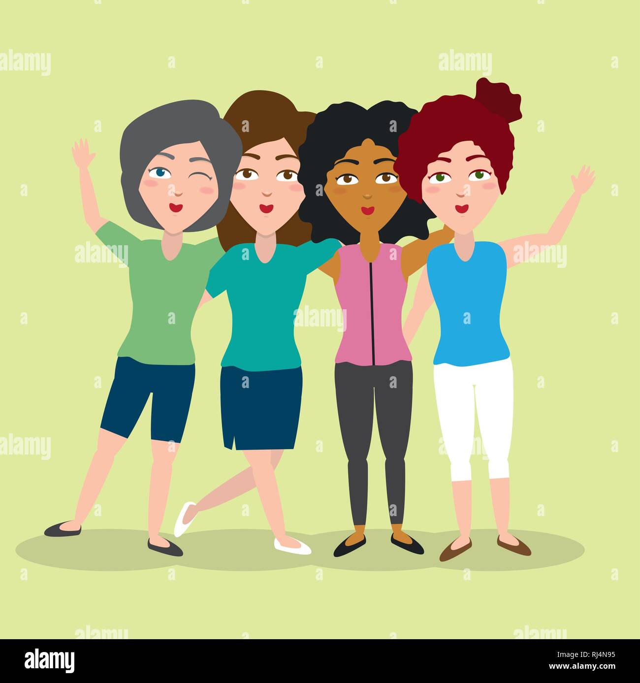 group women hugging friends characters Stock Vector Image & Art - Alamy