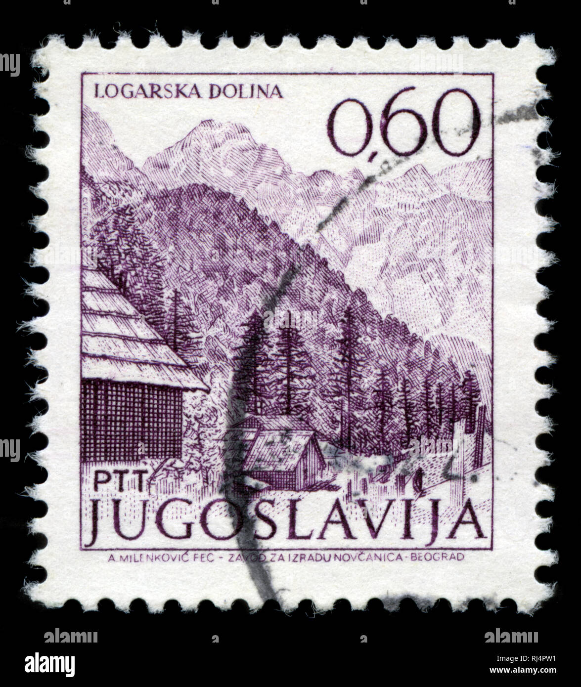 Postage stamp from the former state of Yugoslavia in the Tourism-Definitive Small series issued in 1972 Stock Photo