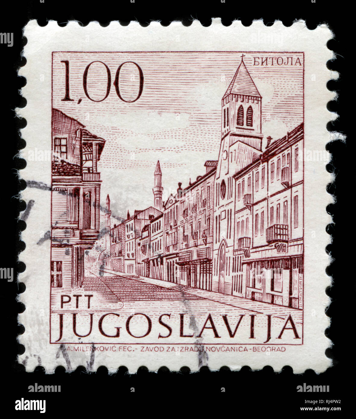 Postage stamp from the former state of Yugoslavia in the Tourism-Definitive Small series issued in 1971 Stock Photo