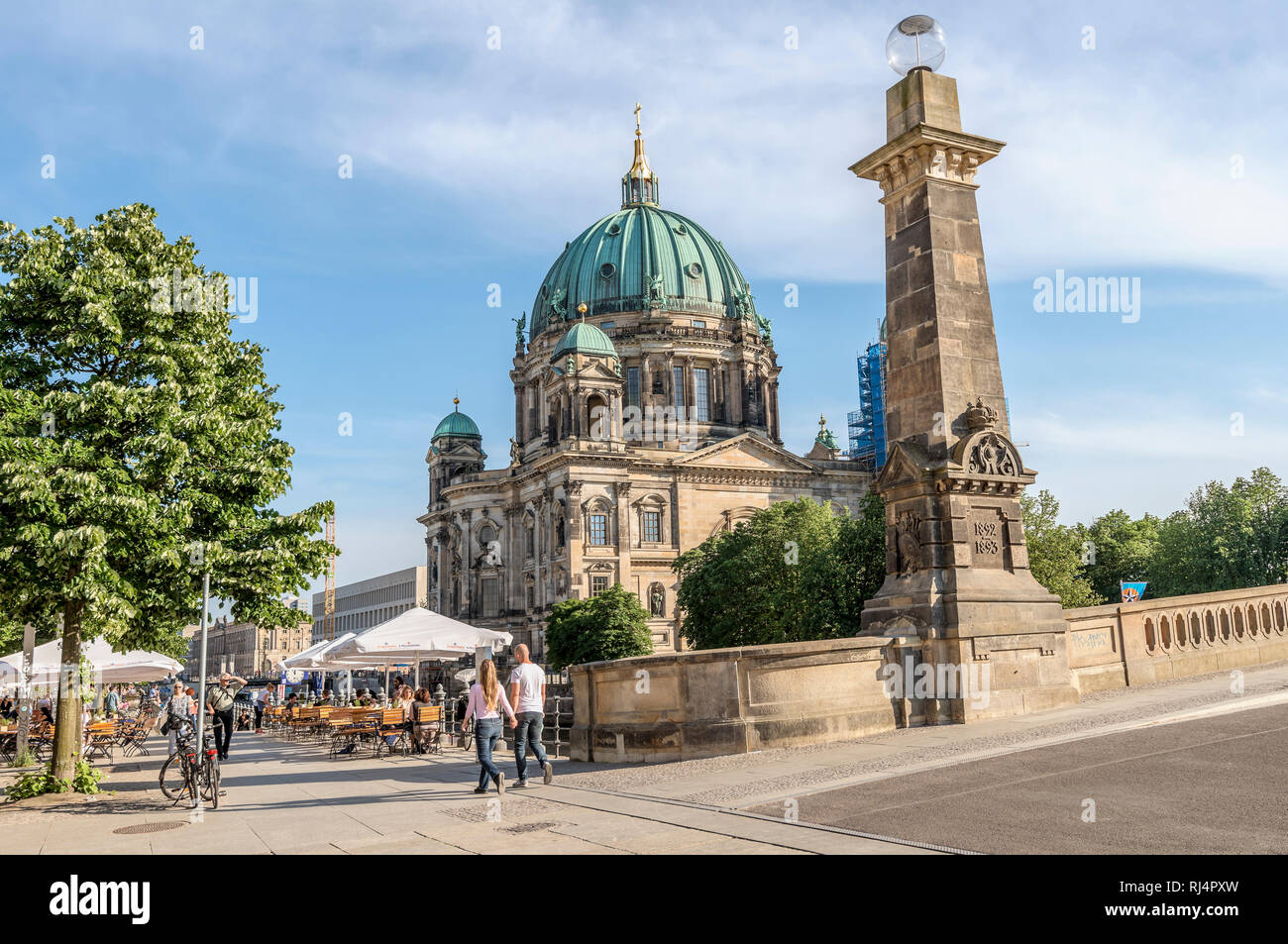 Berlin Cathedral seen from Friedrichsbruecke across River Spree, Germany Stock Photo