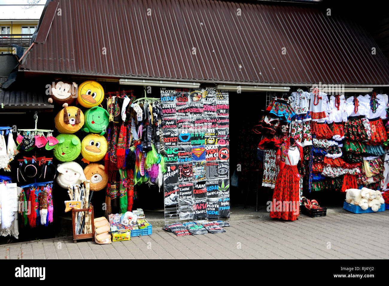 Polen, Kiosk mit Volkskunstartikel in Zakopane Stock Photo