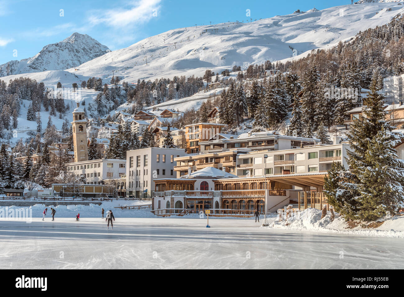 Natural Ice rink, Kulm Country Club, Kulm Park, St.Moritz, Grisons,  Switzerland Stock Photo - Alamy