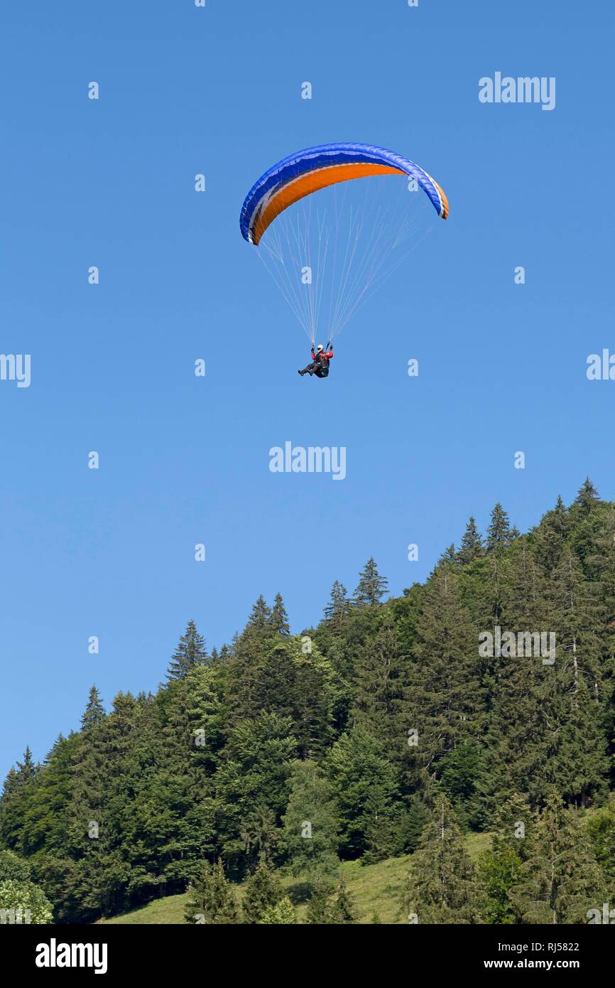 Paraglider at Hochgrat near Steibis, Allgäu, Bavaria, Germany Stock Photo