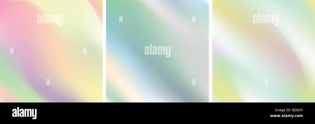 Abstract holographic soft wavy gradient stripes pattern. Bright retro vector design background Stock Vector