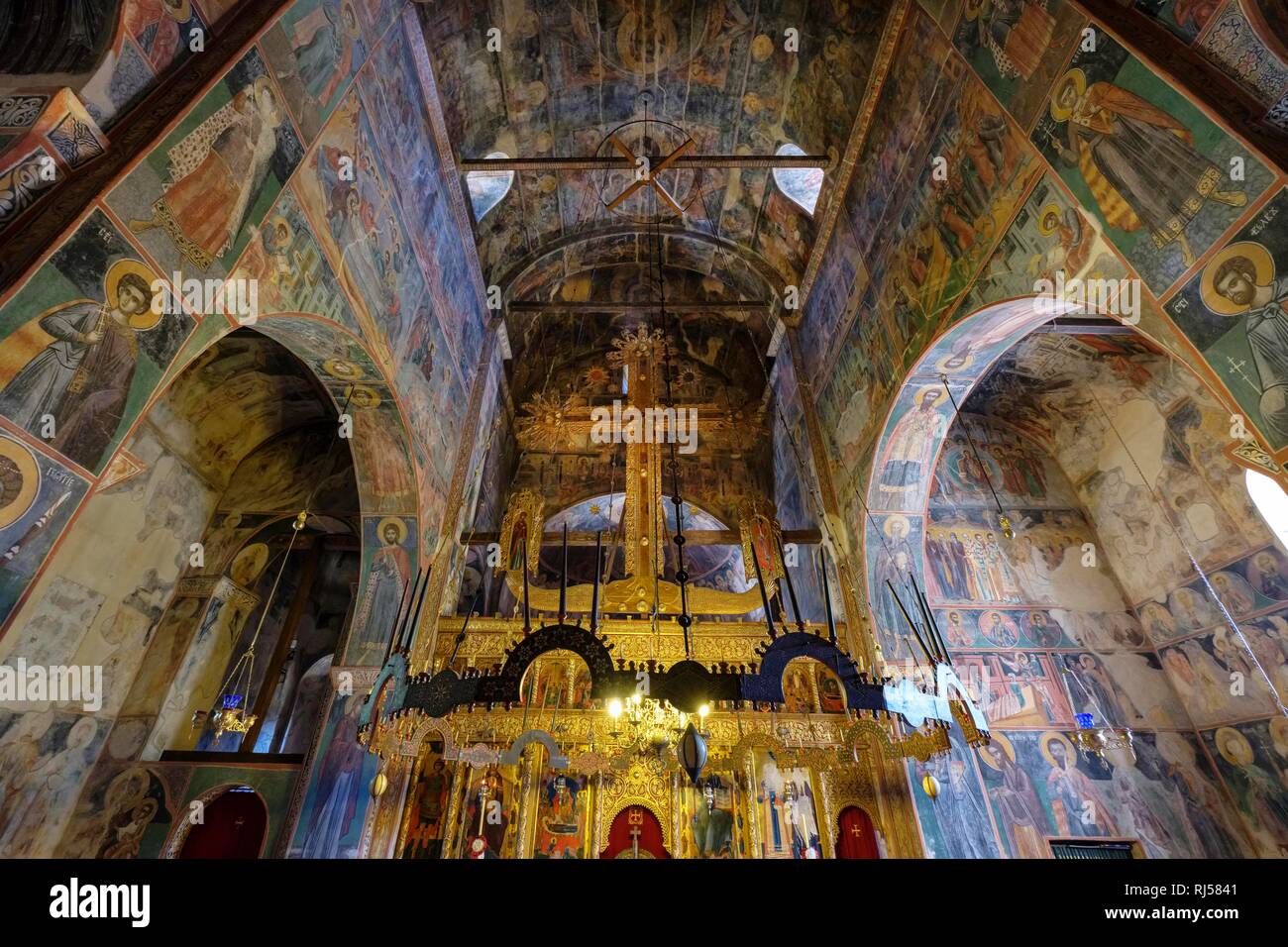 Frescoes in monastery church, Serbian Orthodox monastery Piva, province Pluzine, Montenegro Stock Photo