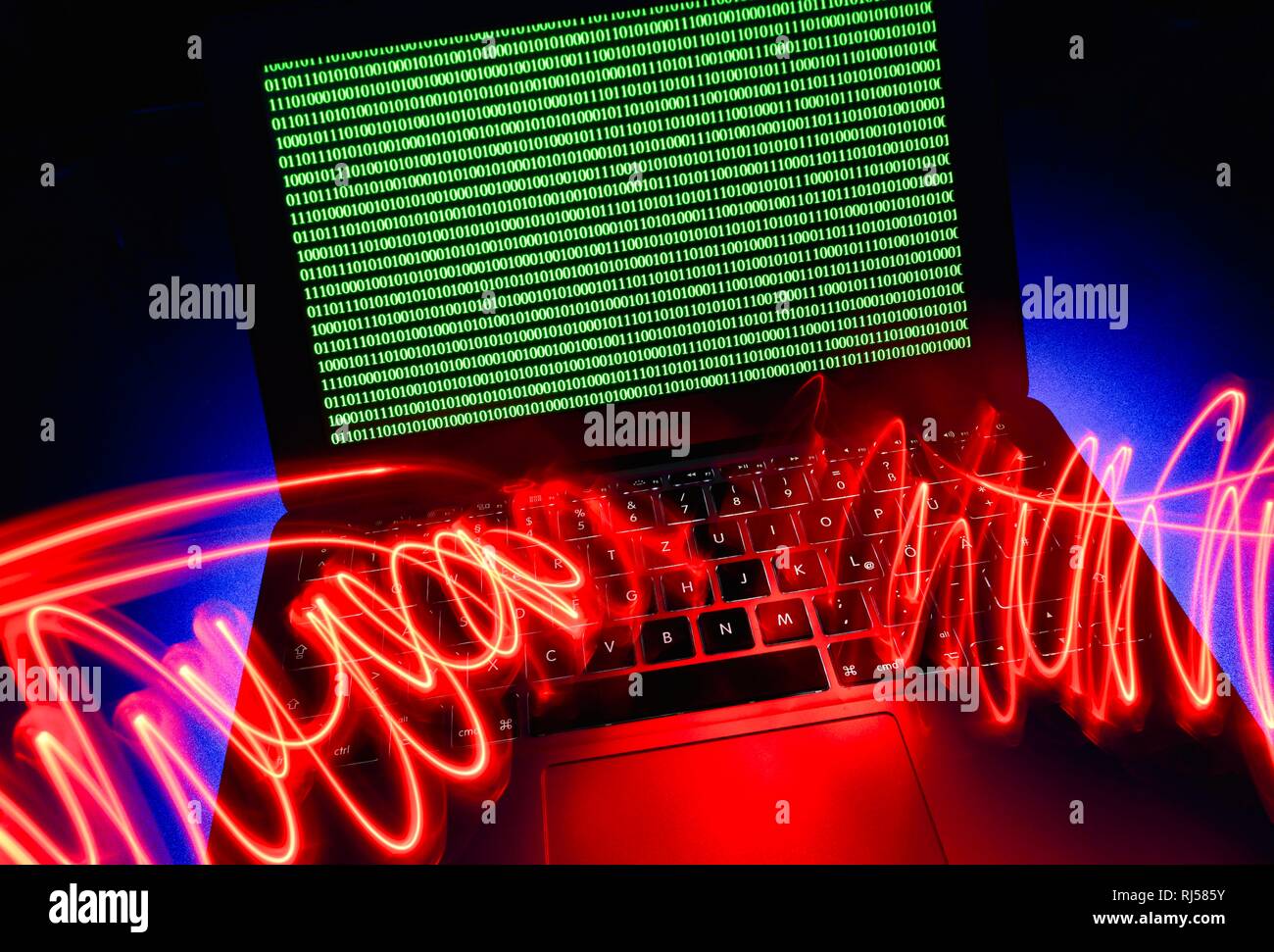 Laptop, symbolic image, cybercrime, computer crime, computer hacker, data security, Germany Stock Photo