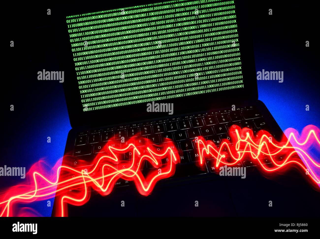 Laptop, symbolic image, cybercrime, computer crime, computer hacker, data security, Germany Stock Photo
