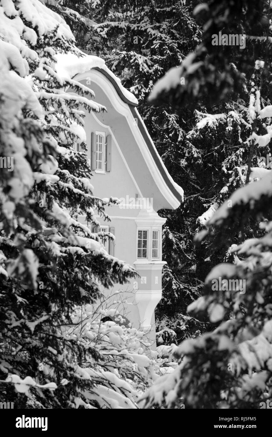 versteckte Jugenstil-Villa im Wald Stock Photo