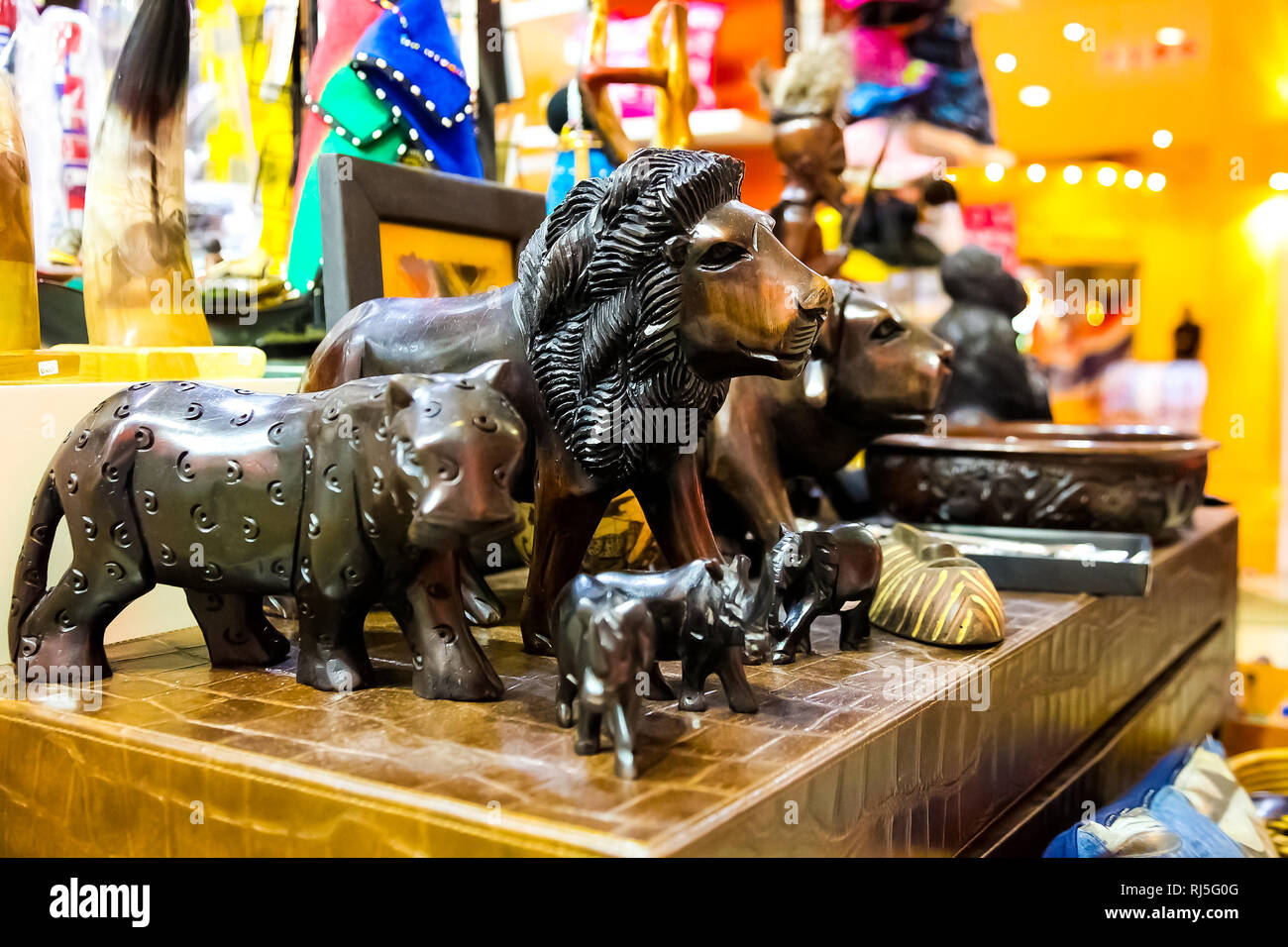Johannesburg, South Africa - April 27 2011: African Curios in an Up-Market Retail shop in Sandton, South Africa Stock Photo
