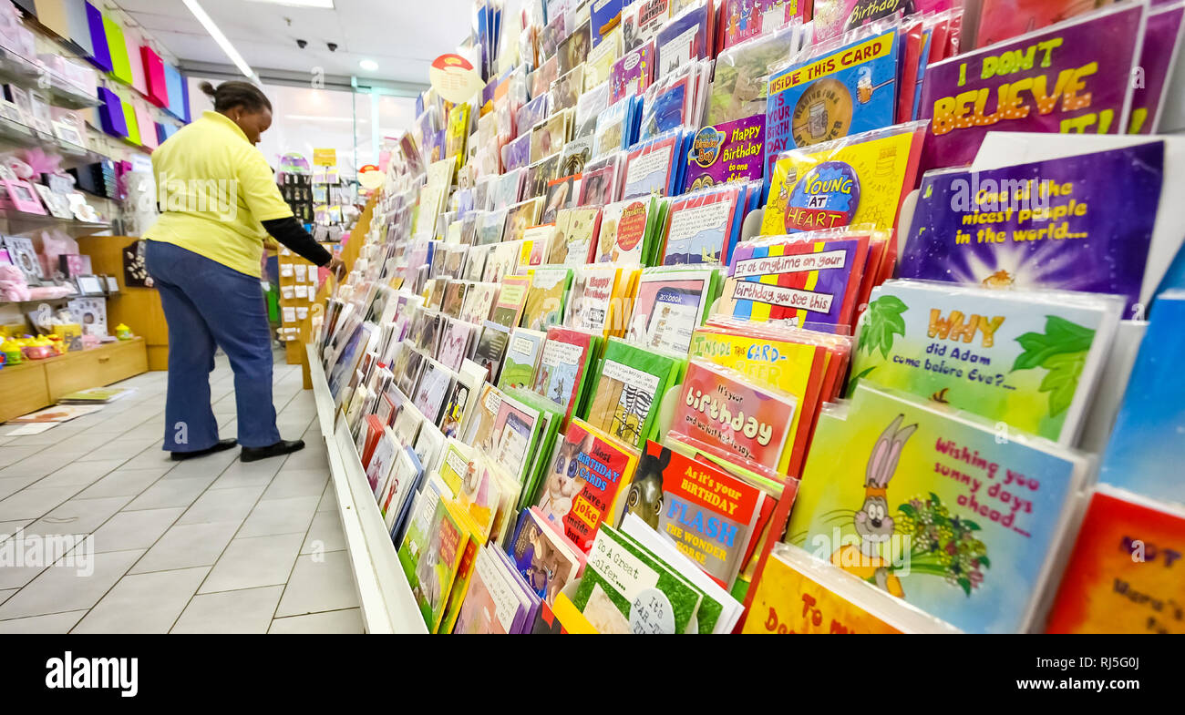 Johannesburg, South Africa July 05 2011 Inside interior of a Greeting Card and Gift Shop