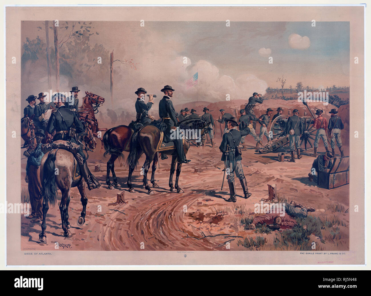 Siege of Atlanta lithograph ca. 1888 Stock Photo