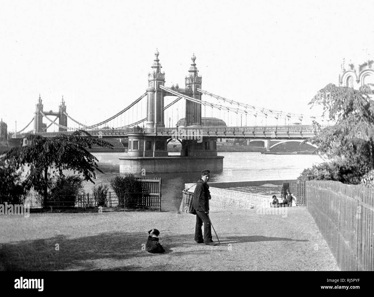 Chelsea suspension bridge Black and White Stock Photos & Images - Alamy