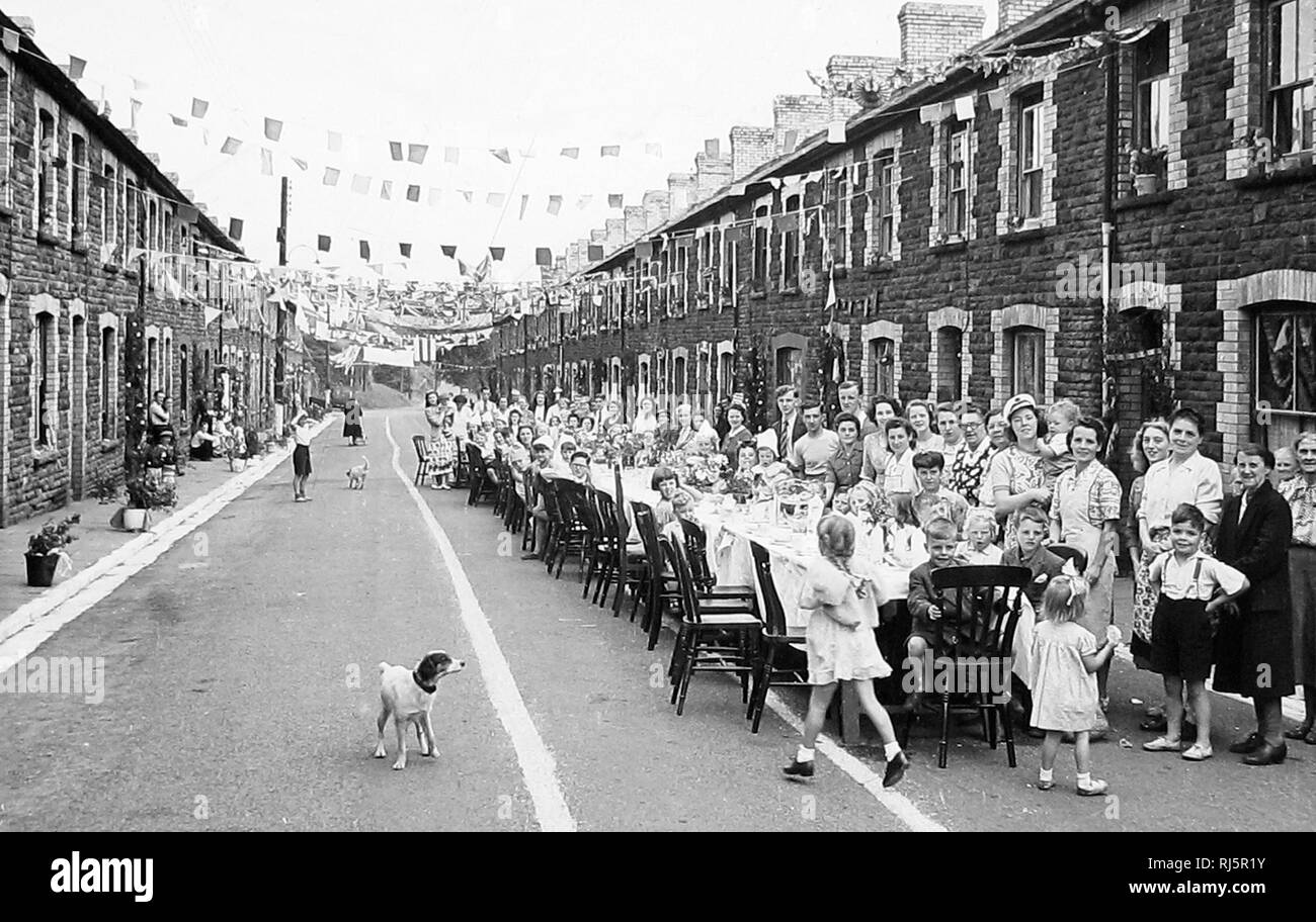 Queen Elizabeth II Coronation Street Party 1953 Stock Photo