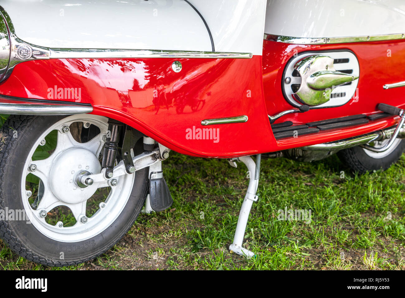 Czechoslovak motorcycle, Cezeta 502 scooter, 1961, Czech Republic Stock Photo