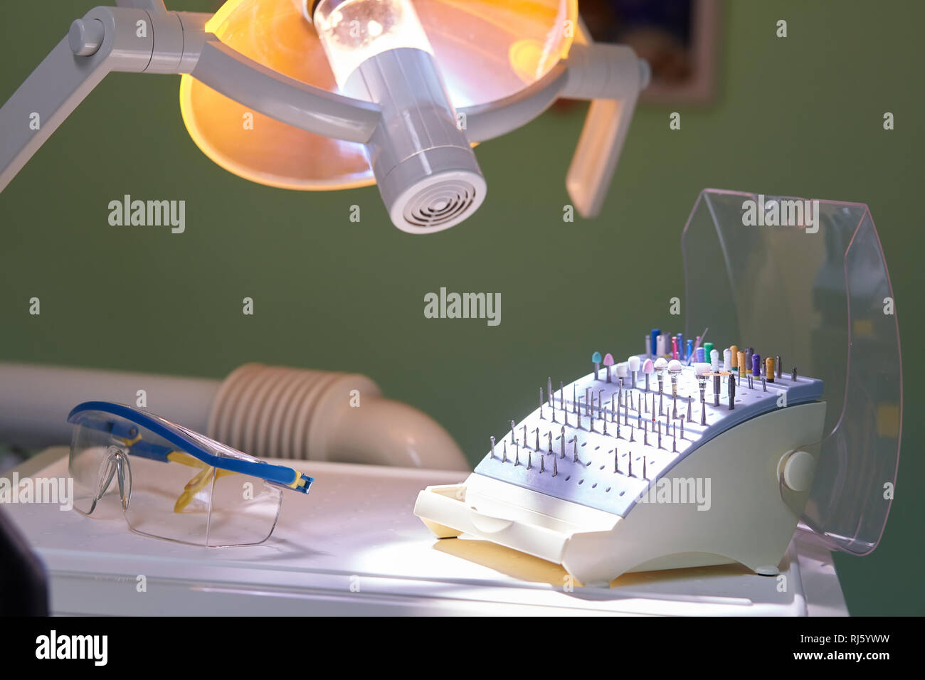 Professional Dentist tools in the dental office. Dental Hygiene and