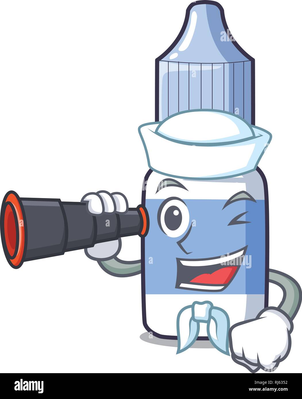 Sailor with binocular cartoon eye drops on drug rack Stock Vector Image