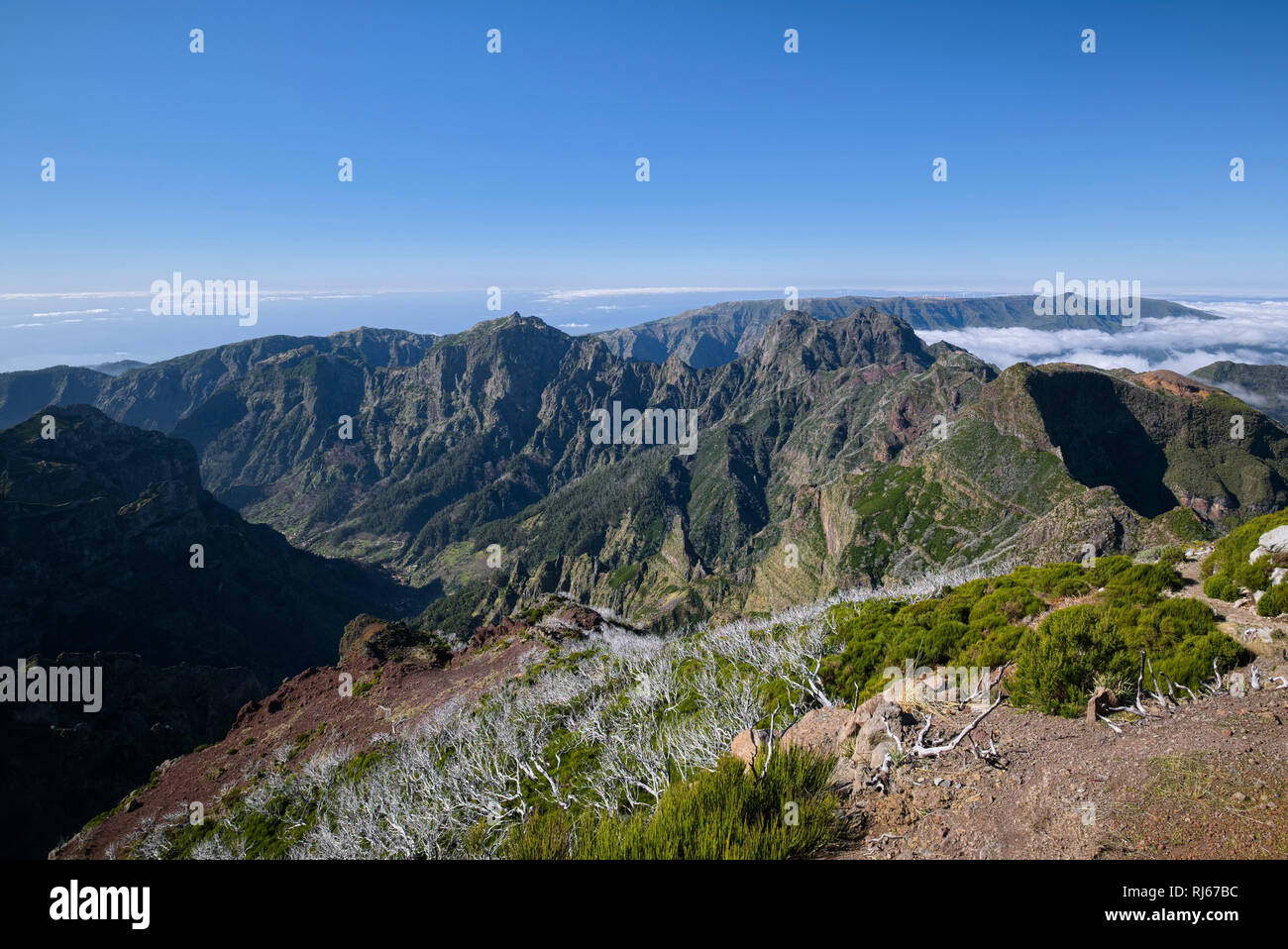 Portugal, Madeira, Pico Ruivo, Gipfel, Blick, Berge Stock Photo