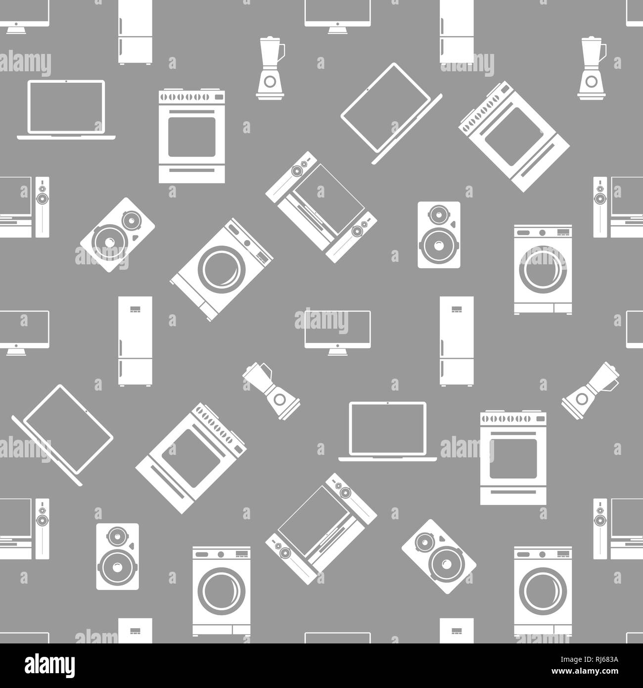 Household electrical appliances seamless pattern. Vector illustration. Stock Vector