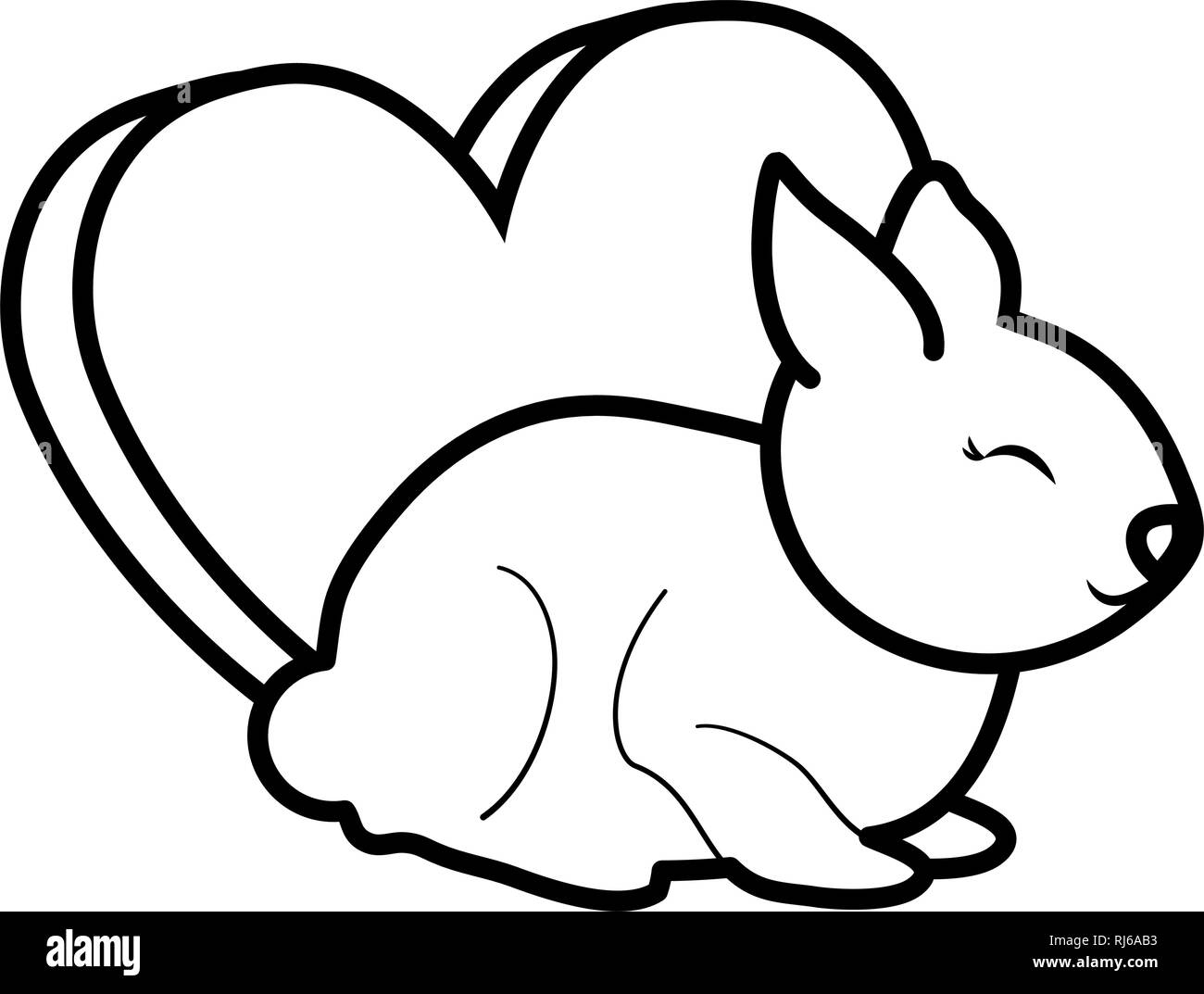 cute and little rabbit with heart love vector illustration design Stock ...