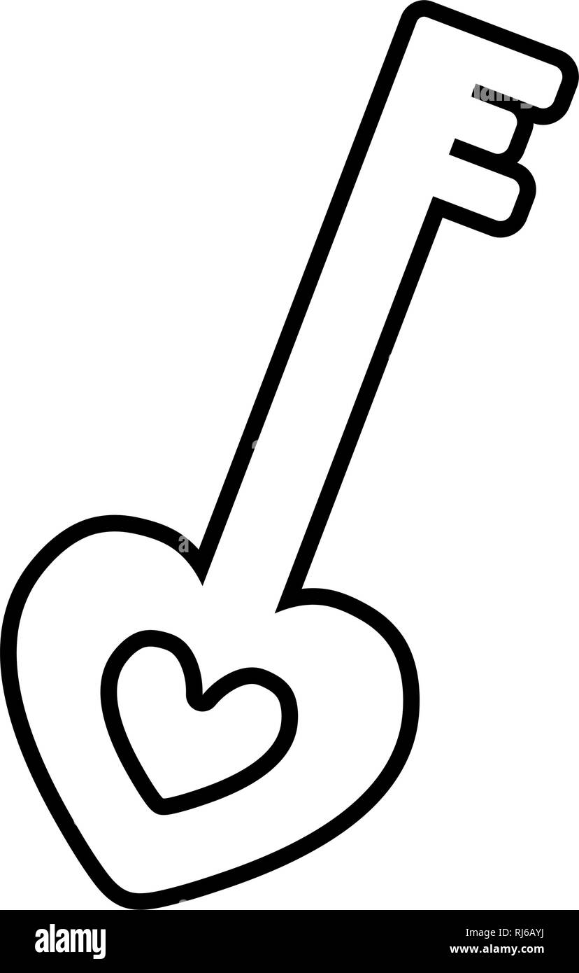 antique key with heart love vector illustration design Stock Vector ...