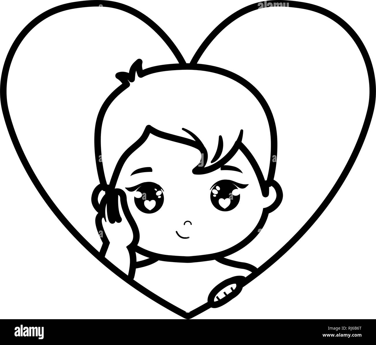 cute and little baby in heart love vector illustration design Stock ...