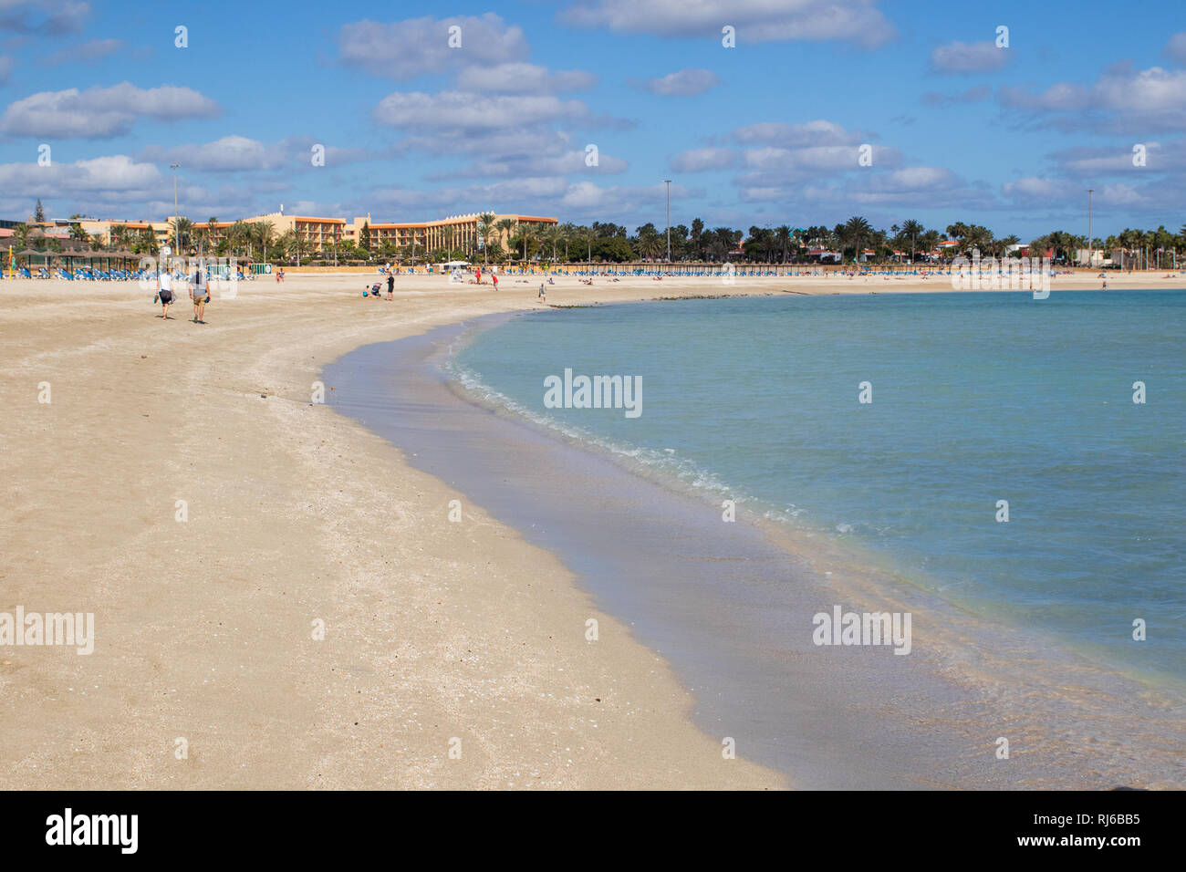 Fuerteventura, Spain - January 15, 2019: people on holiday in caleta de fuste, Fuerteventura, Spain Stock Photo