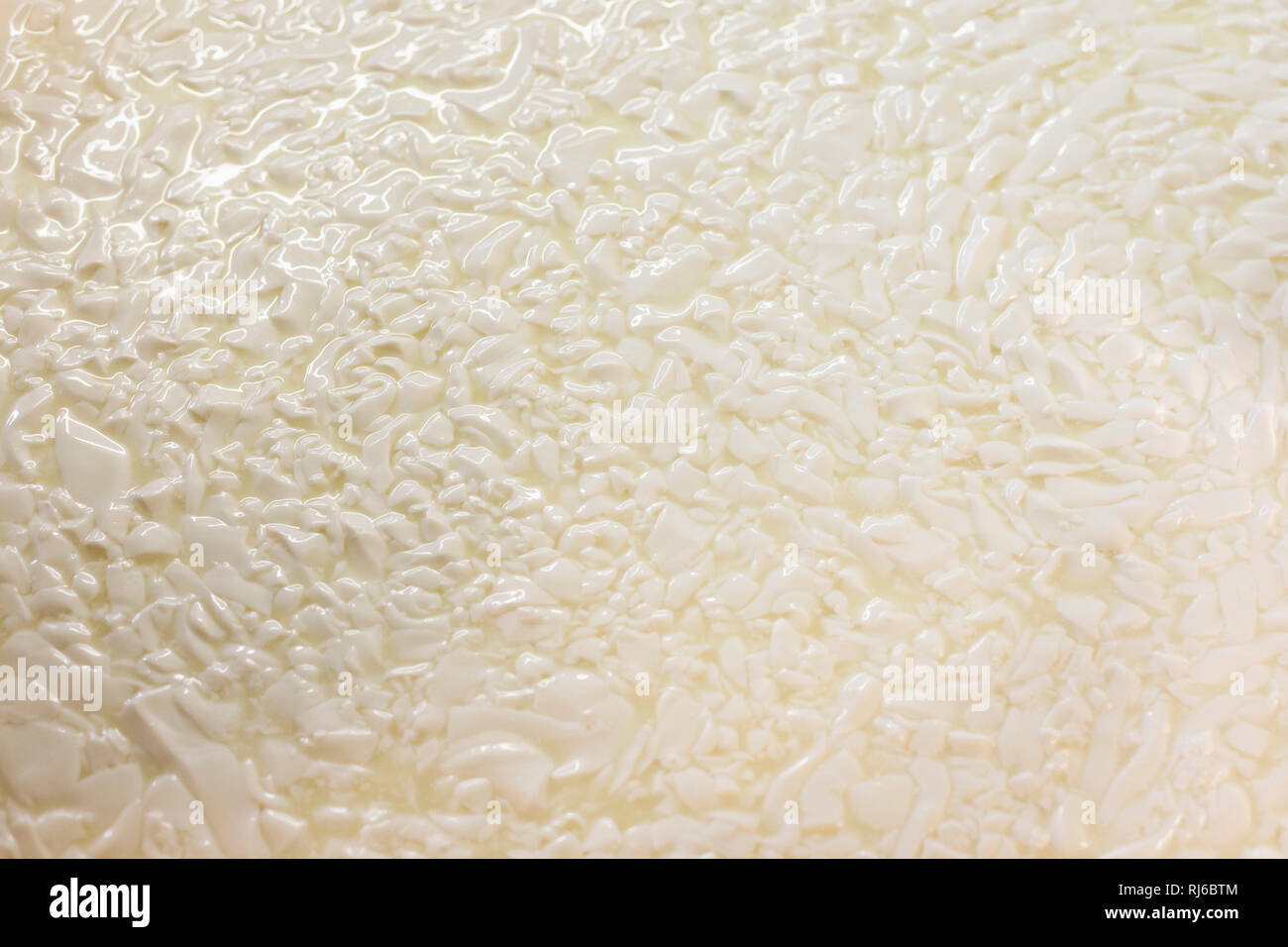 Sennerin verarbeitet frische Milch zu würzigem Alm-Käse, Reportage: Vom Milch kochen, Lab zufügen bis zum Käselaib, der dann im Keller reifen darf, Stock Photo