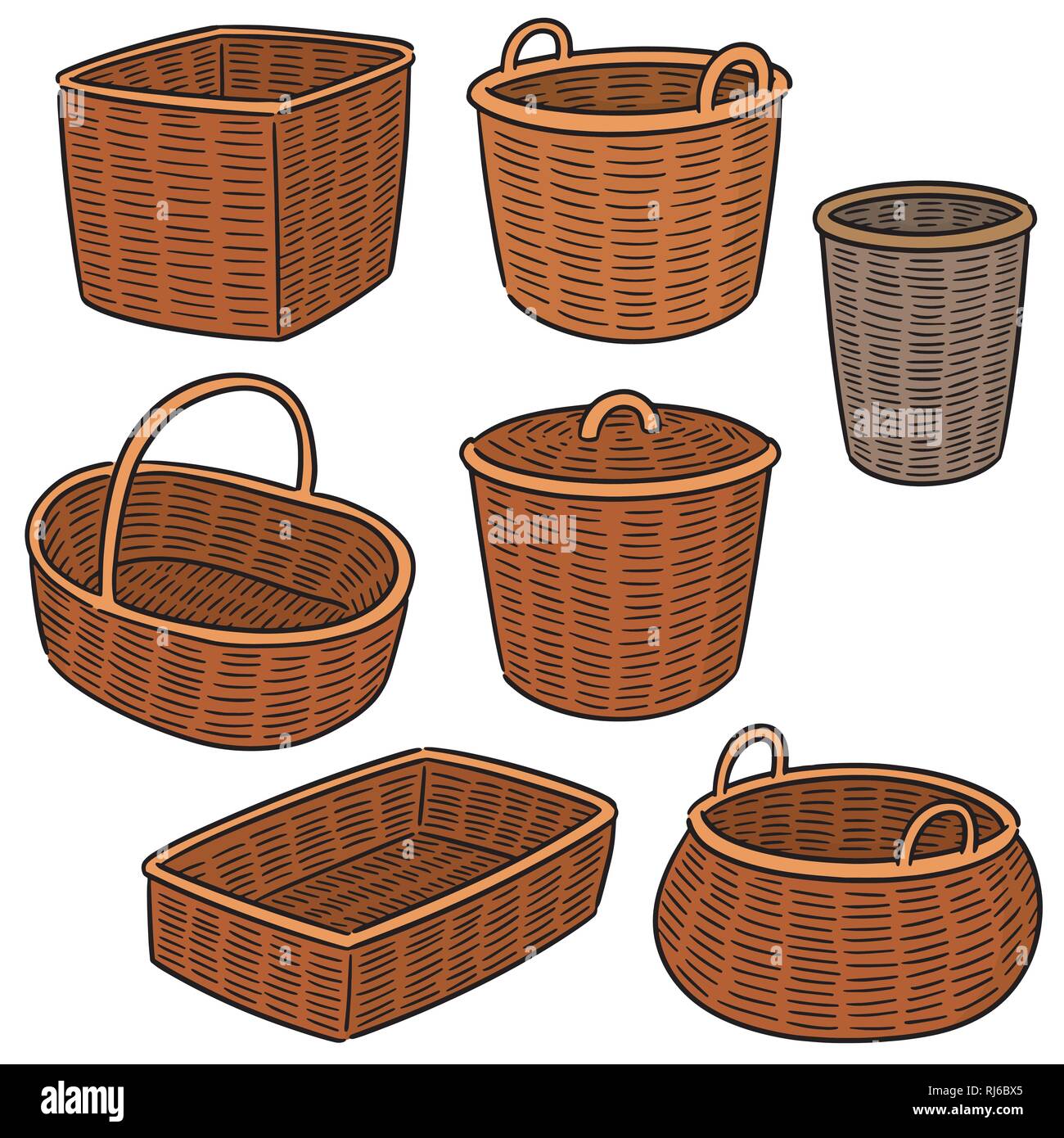 vector set of wicker basket Stock Vector Image & Art - Alamy