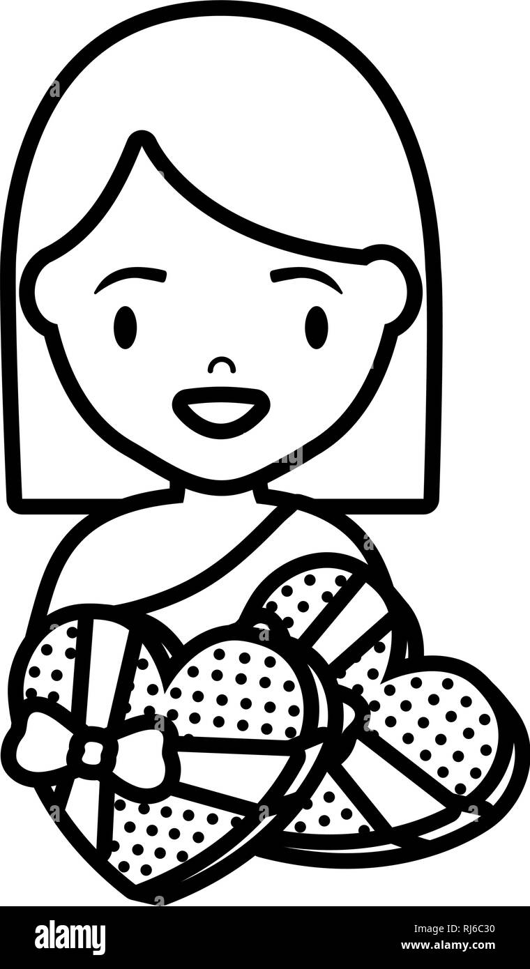 cute and little girl with heart gift vector illustration design Stock ...