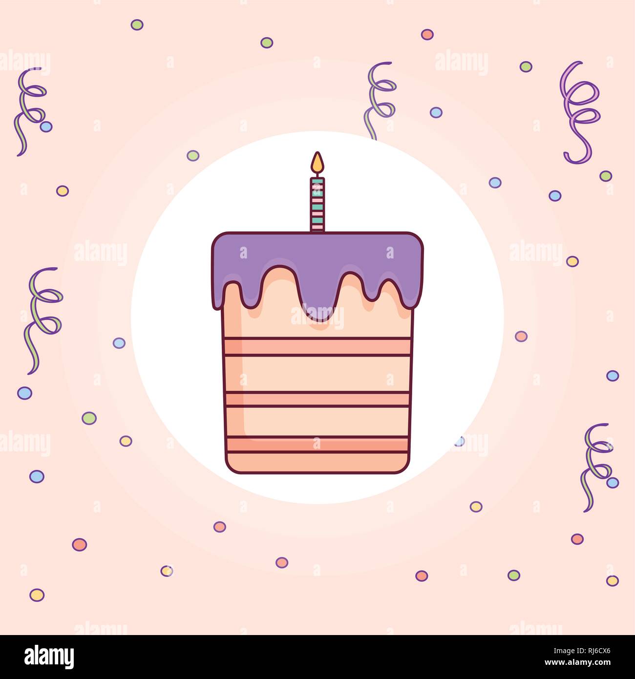sweet birthday cake with candle vector illustration design Stock Vector ...
