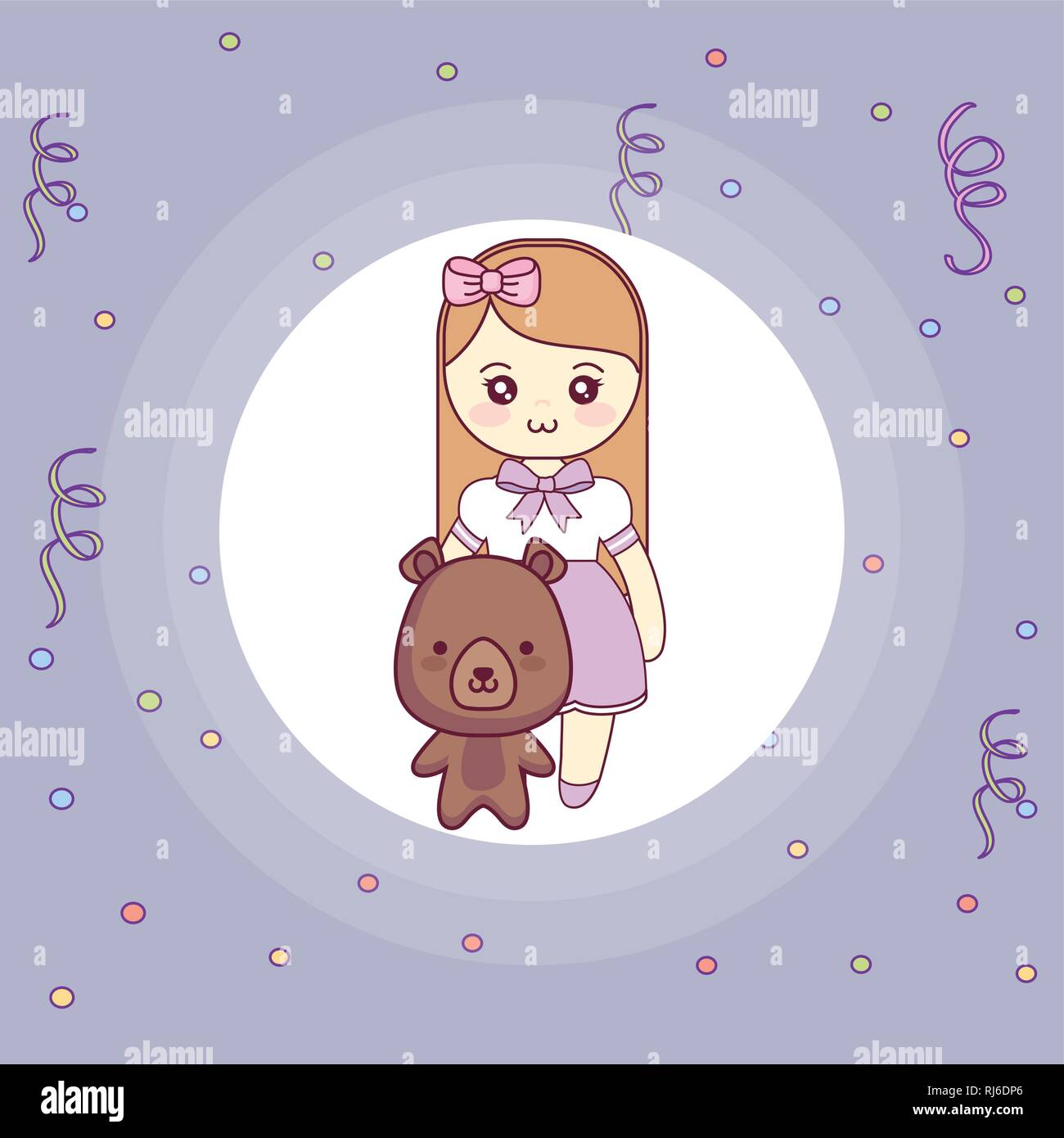 cute and little bear with girl vector illustration design Stock Vector ...