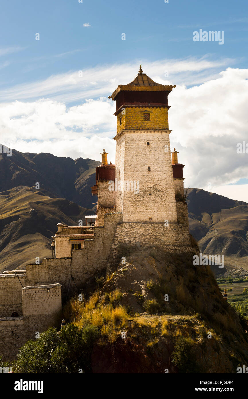 Tibet, Tempelburg Yumbulhakhang Stock Photo