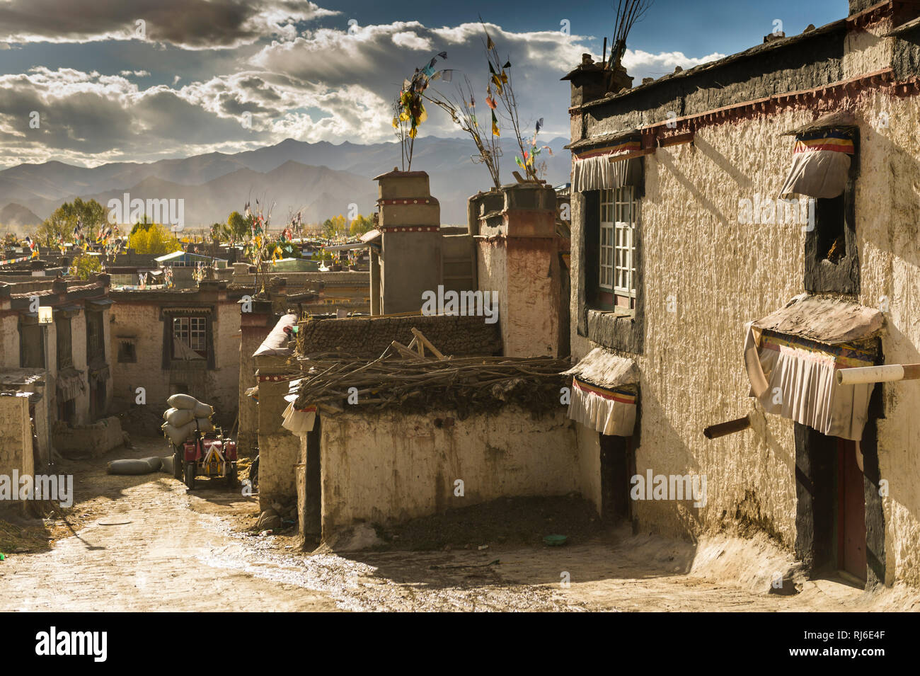 Tibet, die Altstadt von Gyantse Stock Photo