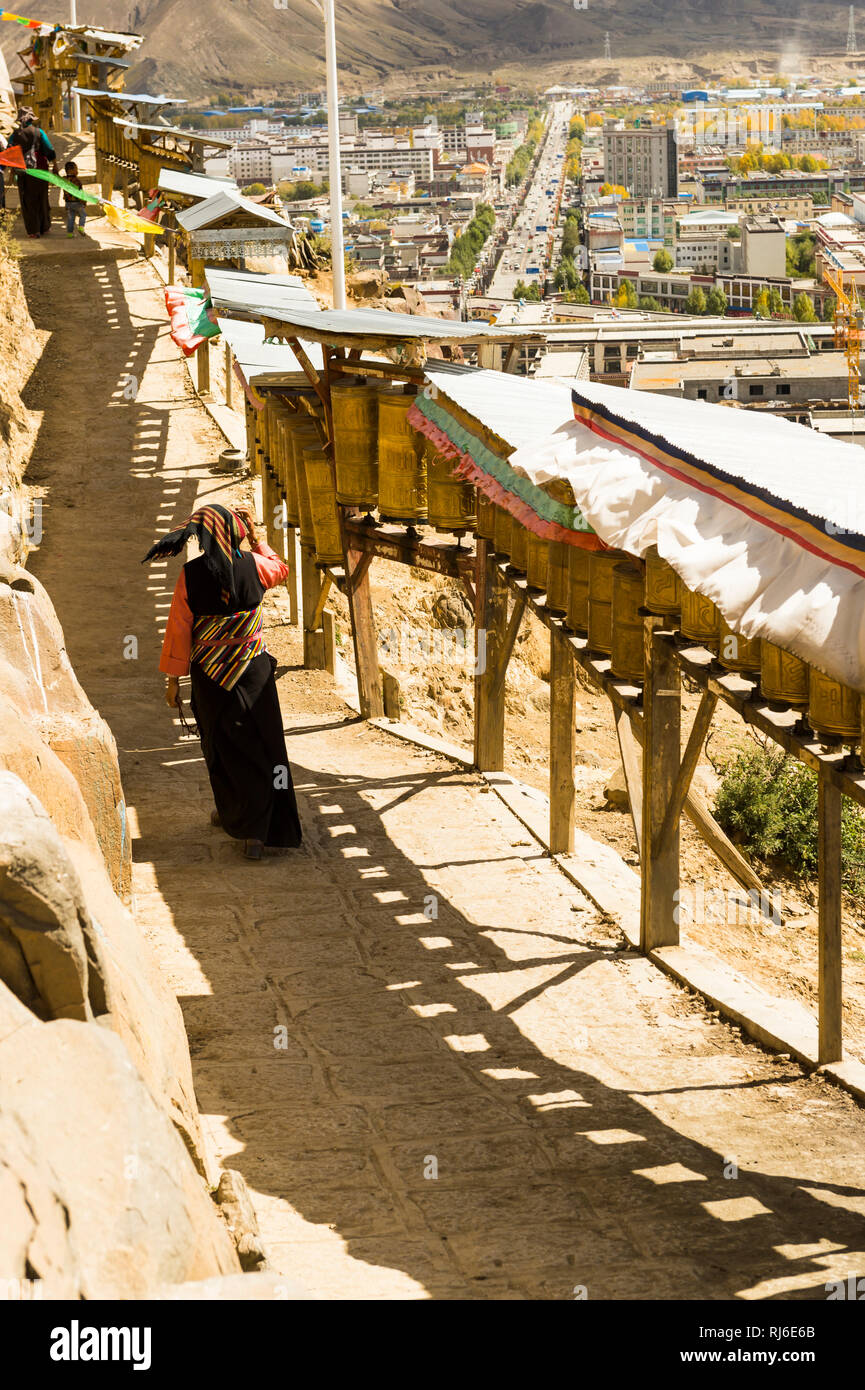 Tibet, Shigatse, Kora um das Tashilhunpo Kloster Stock Photo