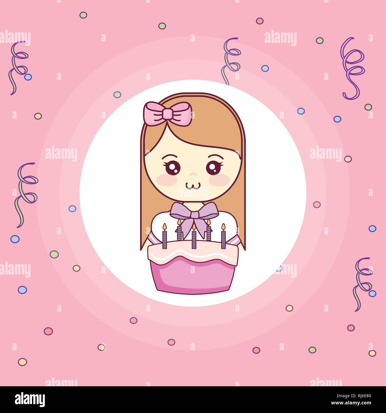 cute and little girl with sweet cupcake vector illustration design ...