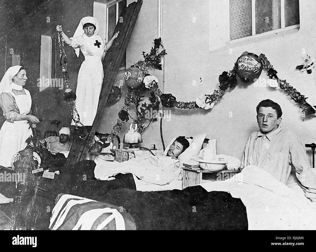 WW1 British Base Hospital in France preparing for Christmas Stock Photo